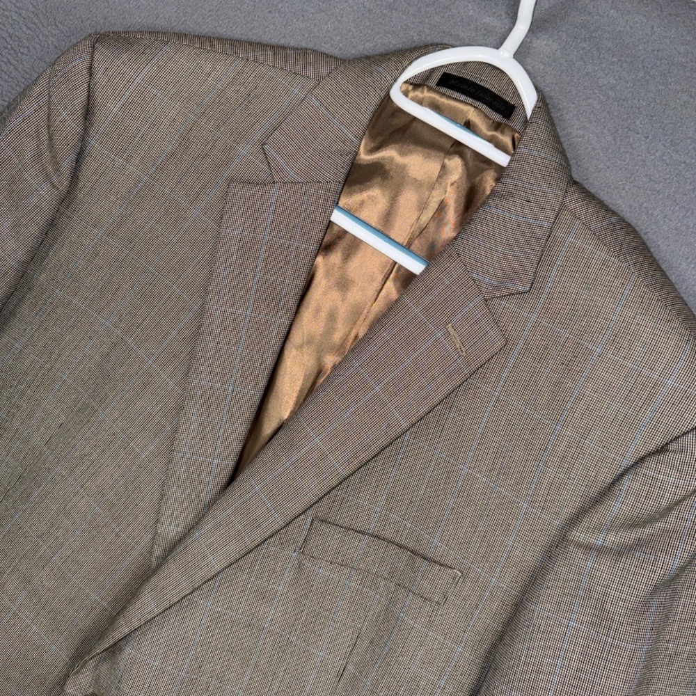 Lauren Ralph Lauren Blazer Mens 48R Tan Glen Plaid 2-Button Sport Coat Jacket